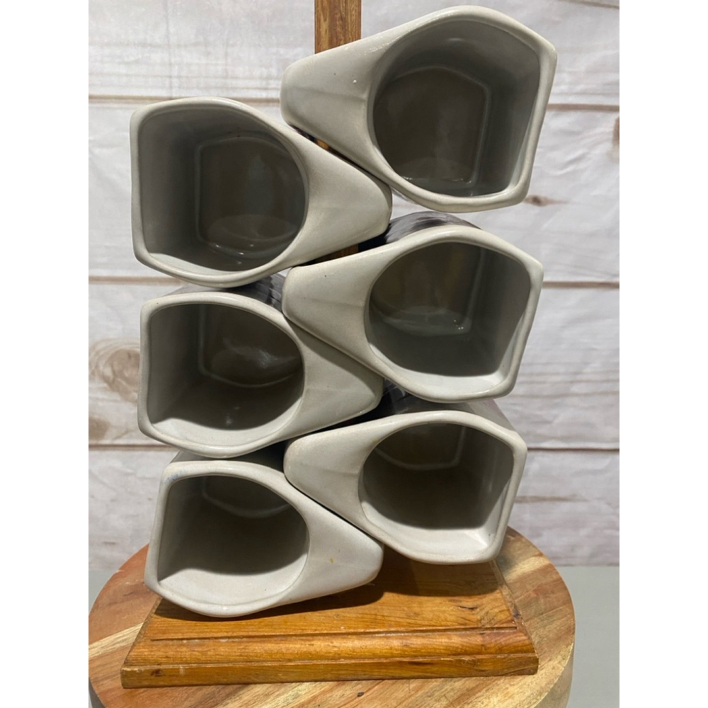 Pink and White Ceramic Mug Set with Stand - Picture 2 of 4